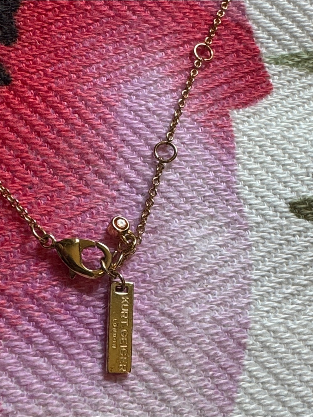 Kurt Geiger Gold-Tone Necklace with Clear Crystal Cluster & Eagle. 16-18” EUC - Picture 4 of 6